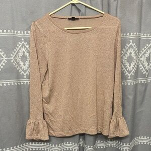 J.Crew Gold Blouse with Ruffle Sleeves M